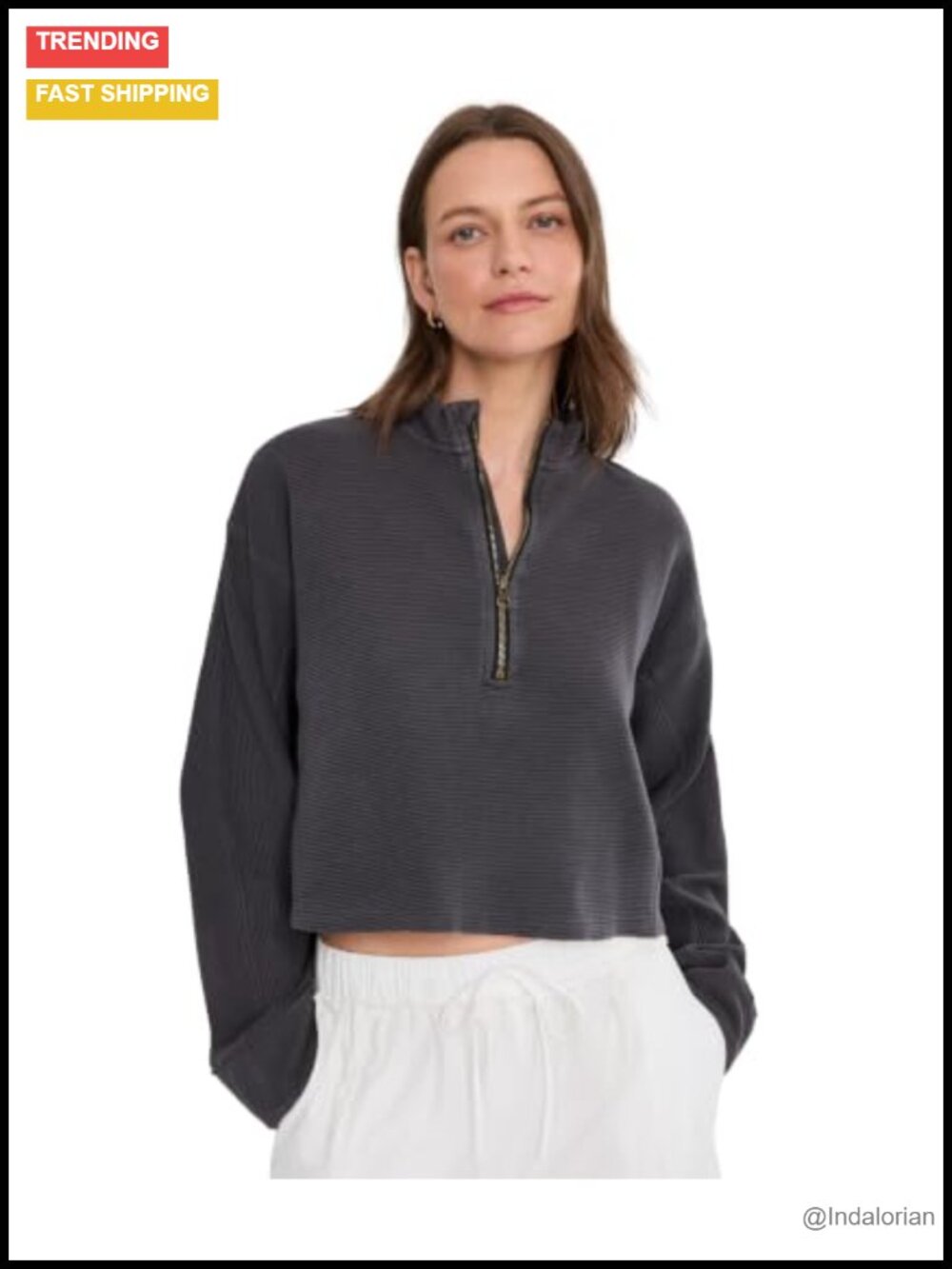 Free People We The Free Celeste 1/4 Zip Pullover Sweater Cotton Cropped